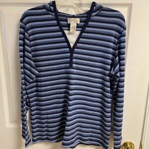 Ladies long sleeve shirt Studio Works hooded striped shirt medium